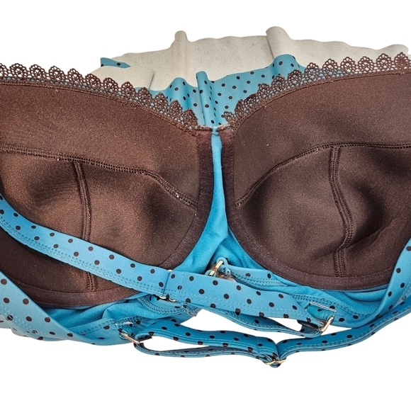 Terra & Sky Teal & Black Polka Dot Tankini Top Size 1X Women's Plus - Picture 5 of 7